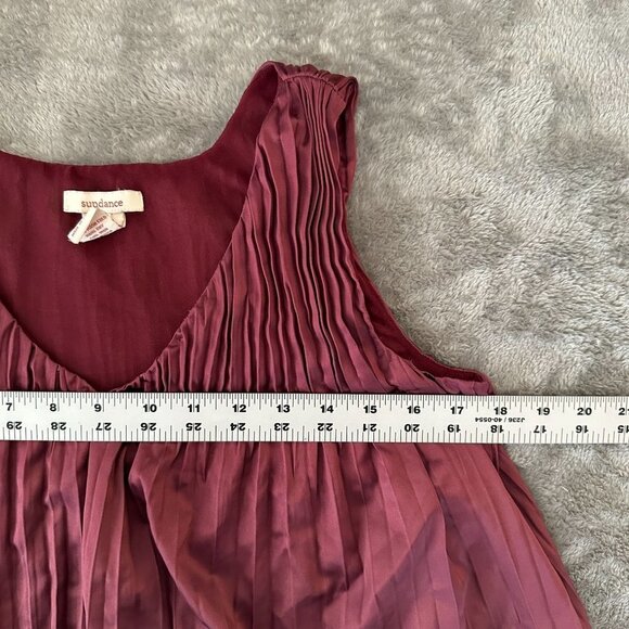 Sundance Ombre Pink V Neck Crinkle Pleated Satin Dress SMALL - Picture 3 of 6